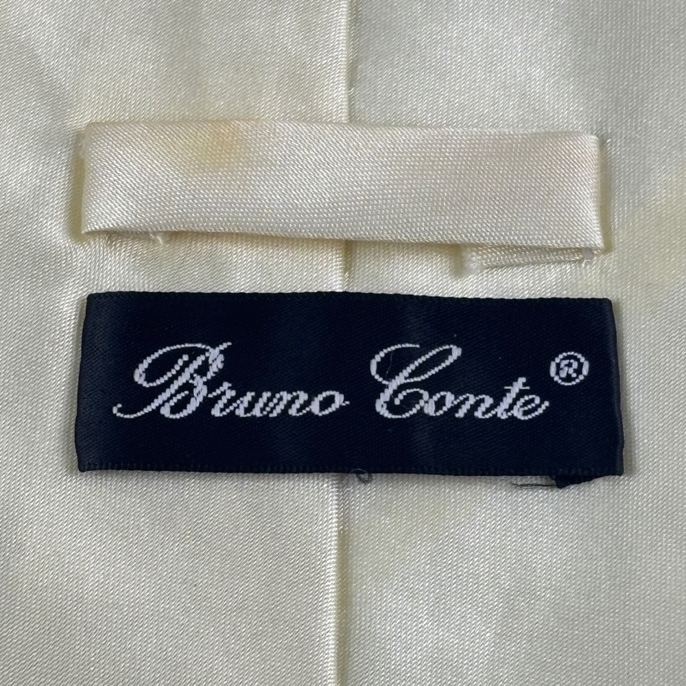 Bruno Conte Tie Mens OS Yellow Geometric Art Deco Hand Made Polyester Art Deco - Picture 4 of 6